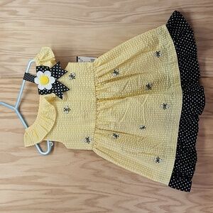 Counting Daisies Gingham Bumble Bee  Dress, Size 3T NWT